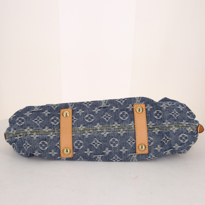 Borsa Louis Vuitton Neo Cabby in tela denim monogram blu e pelle naturale - Detail D5