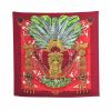 Hermes Carre Hermes small scarf in red, gold and green twill silk - 00pp thumbnail