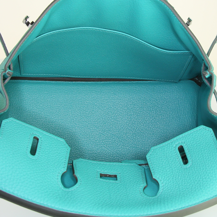 Borsa Hermes Birkin 25 cm in pelle togo Vert Verone - Detail D5