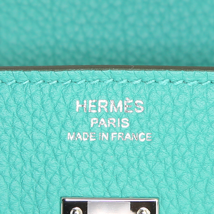 Borsa Hermes Birkin 25 cm in pelle togo Vert Verone - Detail D6
