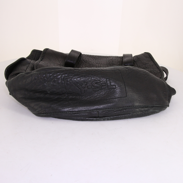 Borsa bisaccia Saint Laurent Besace Messenger in pelle martellata blu notte - Detail D4