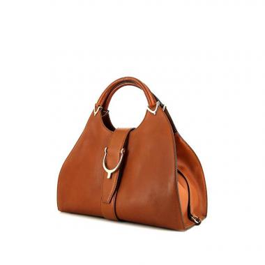 Bolso de mano Gucci Stirrup en cuero marrón