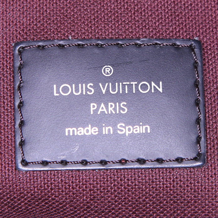 Porta-documentos Louis Vuitton Voyage en lona Monogram marrón y cuero negro - Detail D4