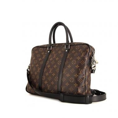 Borsa portadocumenti Louis Vuitton Voyage in tela monogram marrone e pelle nera