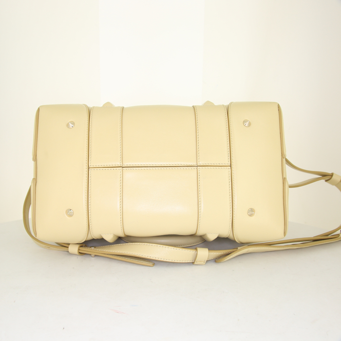 Handbag in vanilla yellow leather - Detail D5