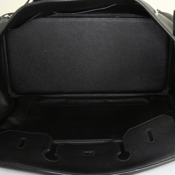 Bolso de mano Hermes Birkin 40 cm en cuero taurillon clémence negro - Detail D2