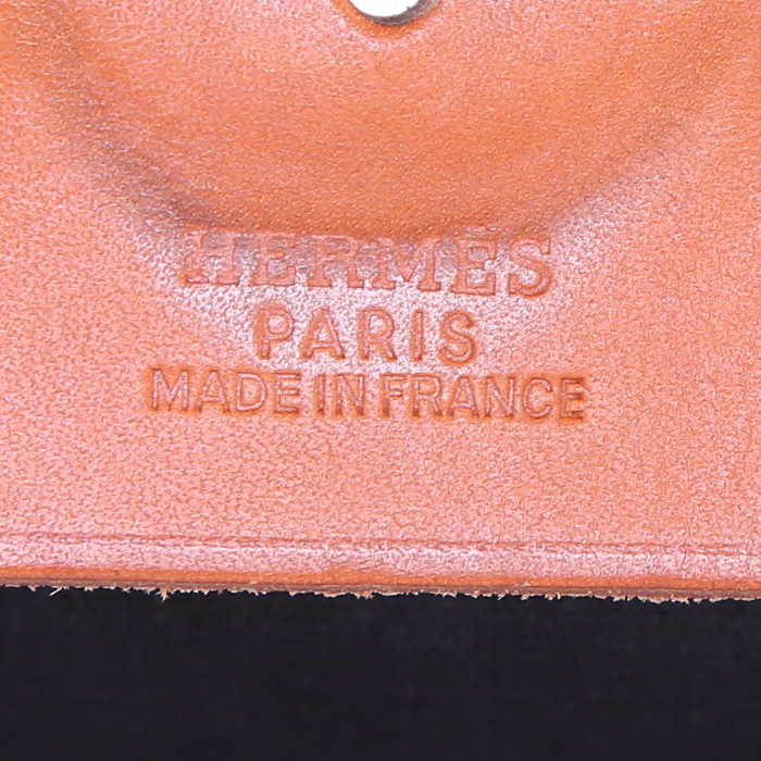 Sac porté épaule ou main Hermes Herbag en toile noire et vache Hunter naturelle - Detail D3