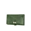 Billetera Hermès Béarn en piel de lagarto verde y cuero verde - 00pp thumbnail