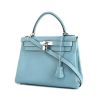 Hermes Kelly 28 cm bag worn on the shoulder or carried in the hand in blue jean epsom leather - 00pp thumbnail