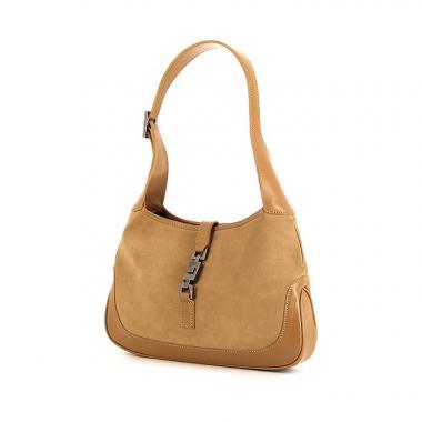 Gucci Bardot handbag in beige suede and beige leather
