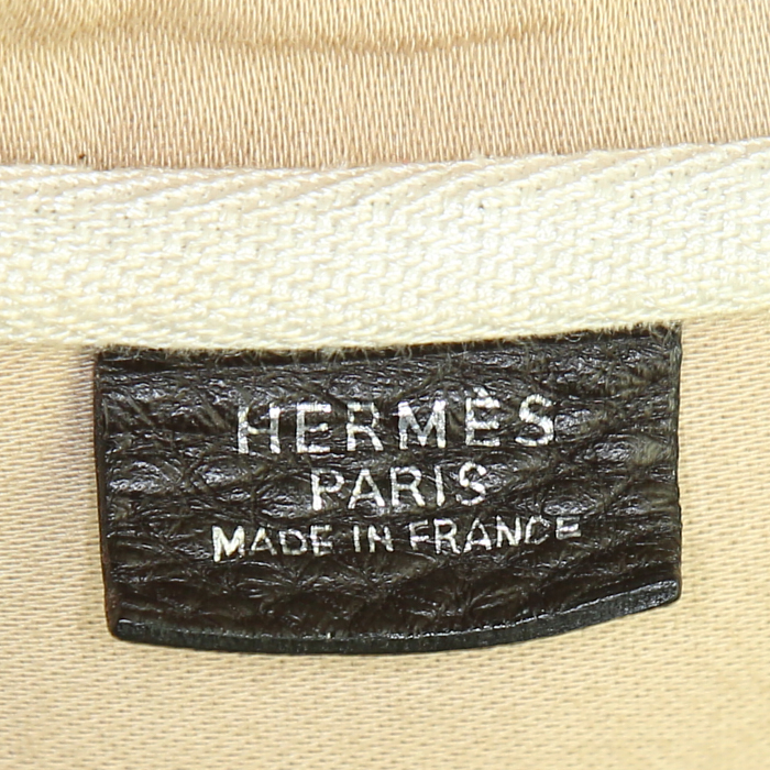 Bolsa de viaje Hermes Victoria en lona marrón y cuero marrón - Detail D3