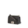 Chanel Boy small model shoulder bag in black quilted grained leather - 00pp thumbnail
