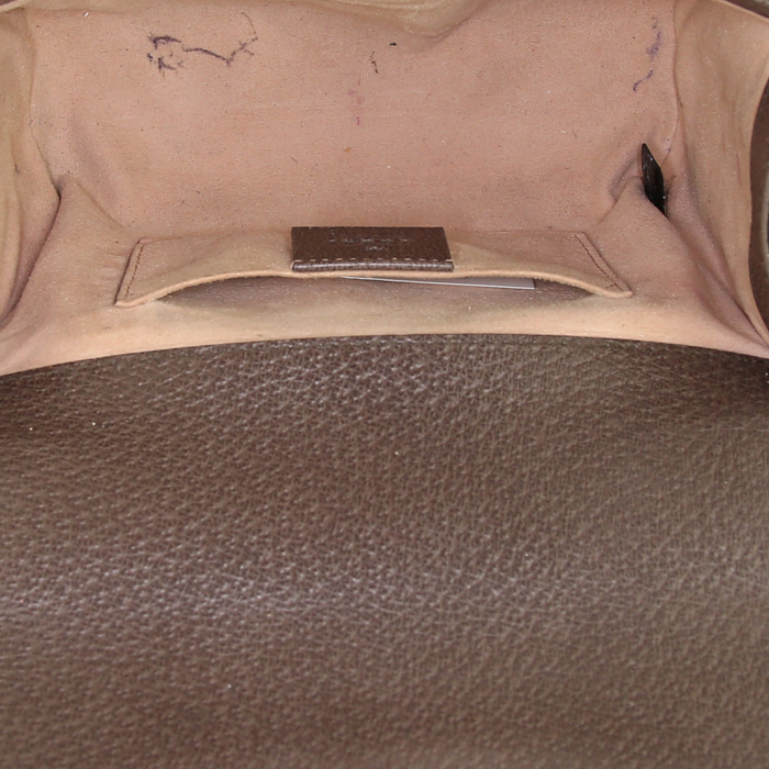 Sac porté épaule ou main Gucci Padlock Bengal petit modèle en toile monogram beige et cuir marron - Detail D3