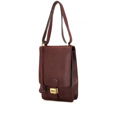 Sac porté épaule ou main Hermès Bobby en cuir epsom bordeaux
