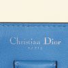 Shopping bag Dior Diorissimo modello grande in tela beige e pelle blu - Detail D4 thumbnail