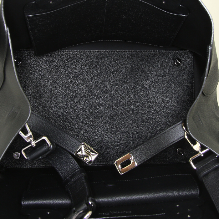 Dior Open Bar shopping bag in black grained leather - Detail D3