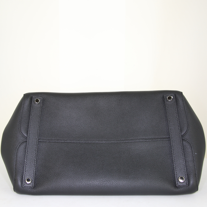 Dior Open Bar shopping bag in black grained leather - Detail D5