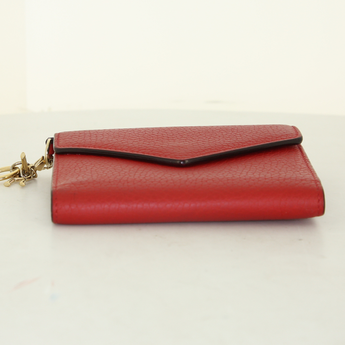 Dior Diorissimo small wallet in red grained leather - Detail D4