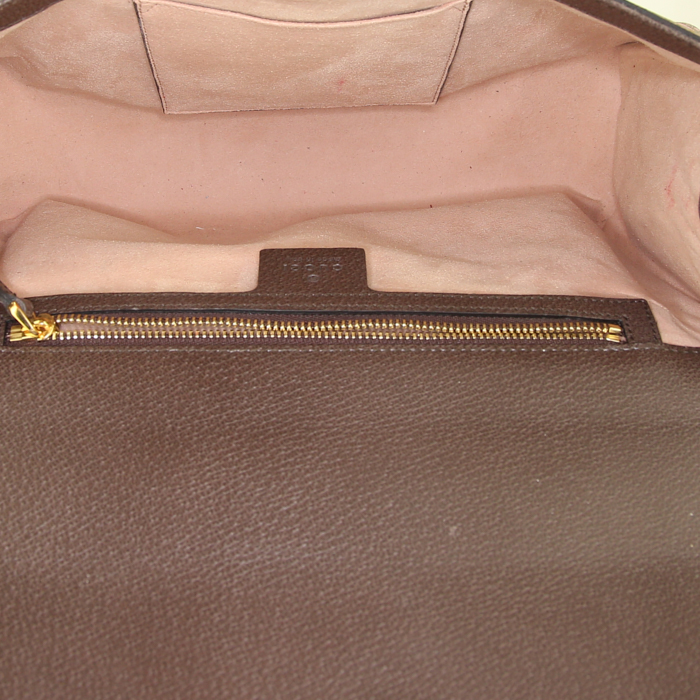 Sac bandoulière Gucci Padlock Bengal en toile monogram enduite et cuir marron - Detail D3