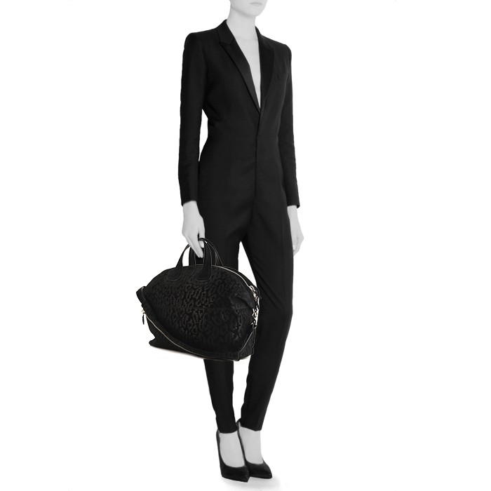 Sac bandoulière Givenchy  Nightingale en Veau velours noir - Detail D1