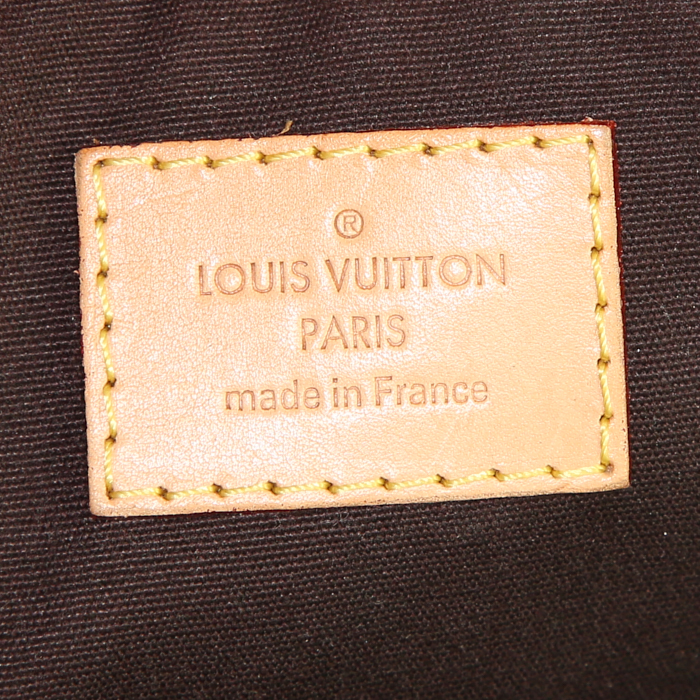 Louis Vuitton Bellevue small model handbag in burgundy monogram patent leather and natural leather - Detail D3