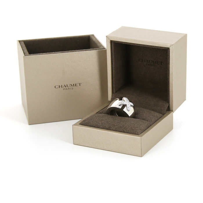 Sortija Chaumet Lien modelo grande en oro blanco y diamantes - Detail D2