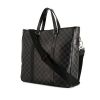 Shopping bag Louis Vuitton Tadao Cabas in tela a scacchi grigia e pelle nera - 00pp thumbnail