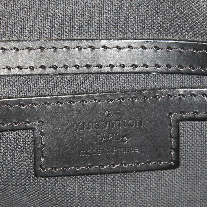 Shopping bag Louis Vuitton Tadao Cabas in tela a scacchi grigia e pelle nera - Detail D4