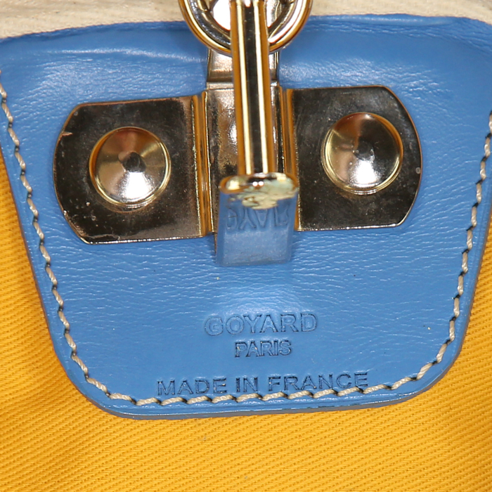 Porta abiti Goyard Garment in tela Goyardine blu e pelle blu - Detail D4