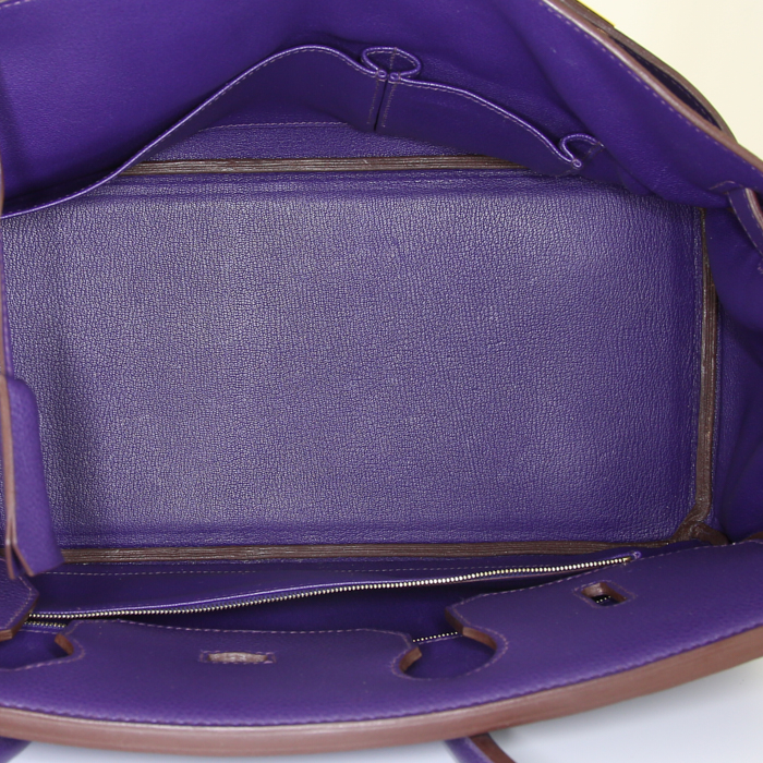 Borsa Hermes Birkin Shoulder in pelle togo viola - Detail D2
