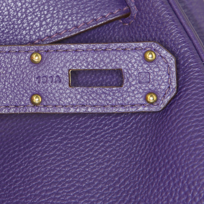 Bolso de mano Hermes Birkin Shoulder en cuero togo violeta - Detail D5