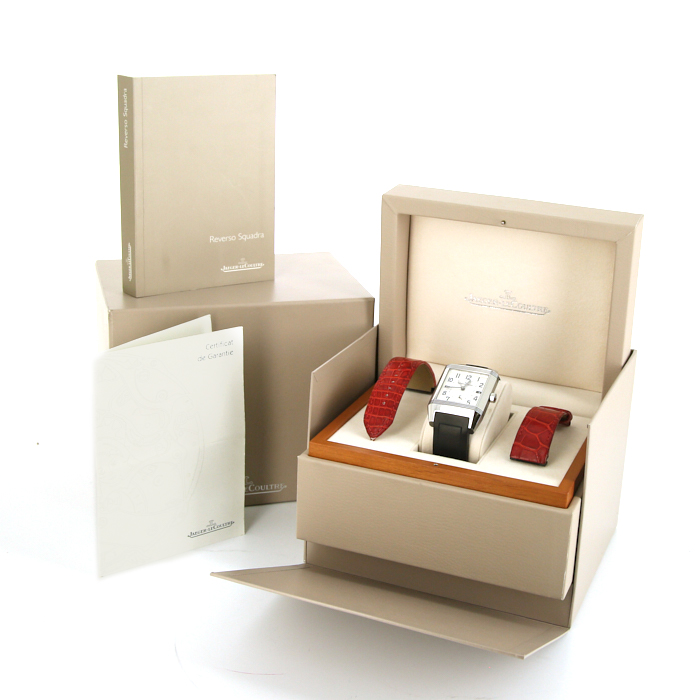 Jaeger Lecoultre Reverso-Squadra watch in stainless steel Ref:  230877 Circa  2006 - Detail D3