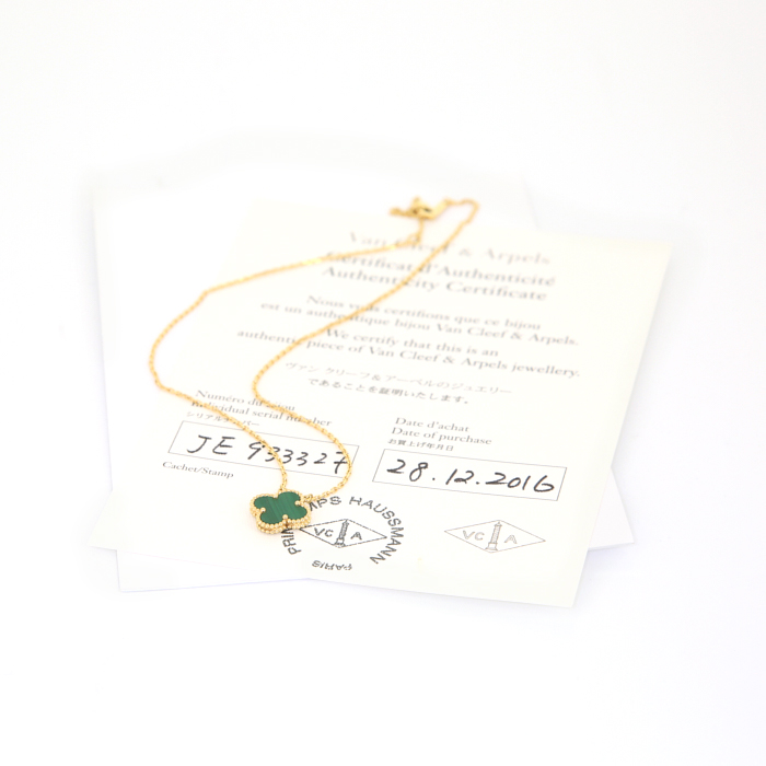 Collar Van Cleef & Arpels Alhambra Vintage en oro amarillo y malachite - Detail D2