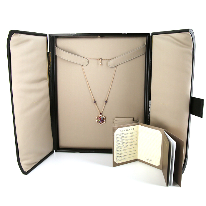 Bulgari Divas' Dream necklace in pink gold,  diamonds and colored stones - Detail D2