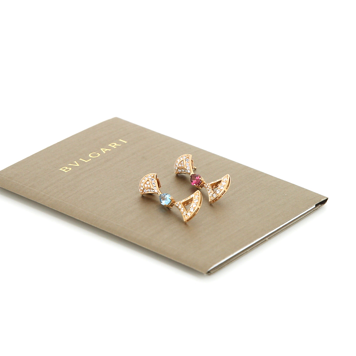 Bulgari Divas' Dream earrings in pink gold,  diamonds and semi-precious stones - Detail D2