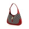 Gucci Jackie handbag in grey monogram canvas and red leather - 00pp thumbnail