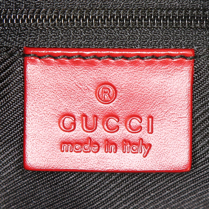 Borsa Gucci Jackie in tela monogram grigia e pelle rossa - Detail D3