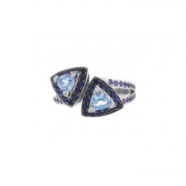 Mauboussin Tellement subtile pour toi ring in white gold,  sapphires and sapphires and in topaz