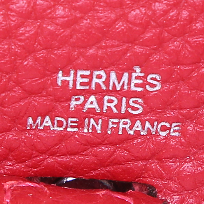 Bolso bandolera Hermès Mini Evelyne en cuero togo rojo - Detail D3