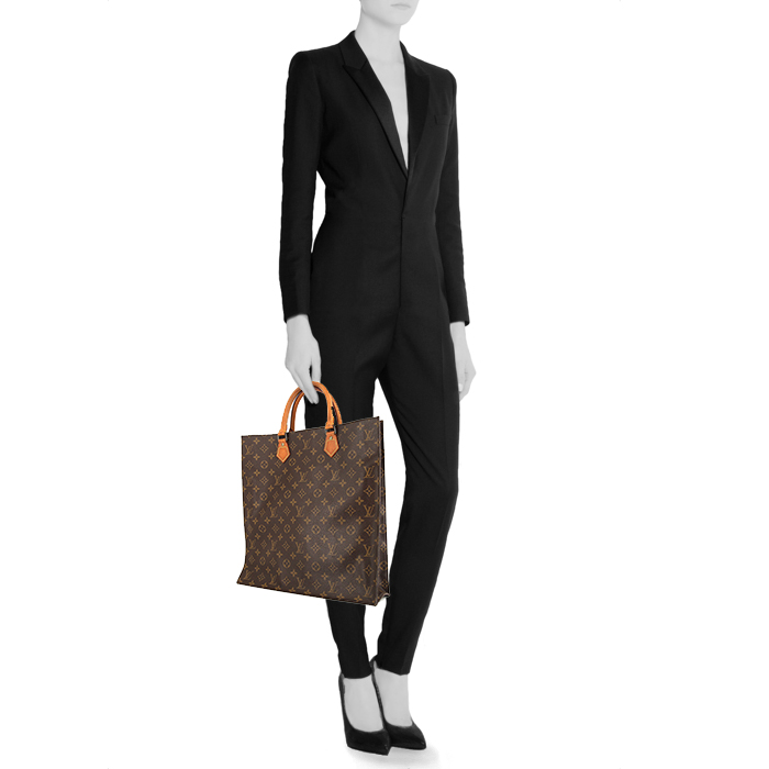 Louis Vuitton Louis Vuitton Sac Plat shopping bag in brown monogram canvas and natural leather - Detail D1