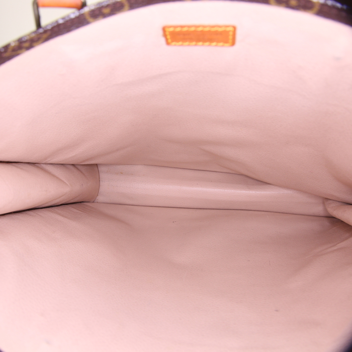 Sac cabas Louis Vuitton Louis Vuitton Sac Plat en toile monogram enduite marron et cuir naturel - Detail D2