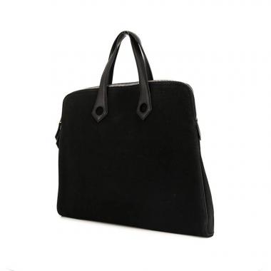Bolso de mano Hermès Heeboo modelo pequeño en lona negra y cuero negro