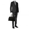 Louis Vuitton Geant Albatros travel bag in black logo canvas and brown - Detail D1 thumbnail