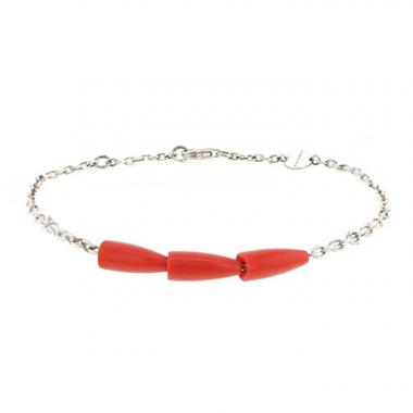 Brazalete Vhernier Calla en plata y coral
