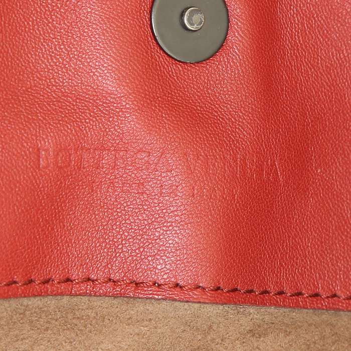 Bottega Veneta Fourre-tout shopping bag in red intrecciato leather - Detail D3