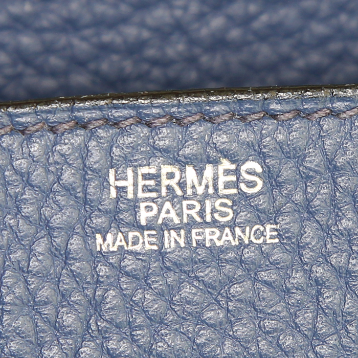 Hermes Birkin 30 cm handbag in navy blue togo leather - Detail D3