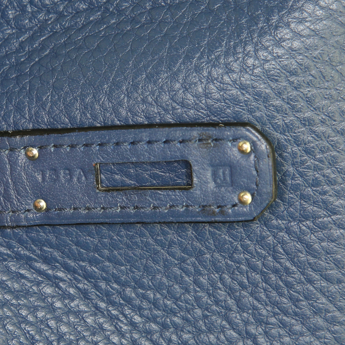 Borsa Hermes Birkin 30 cm in pelle togo blu marino - Detail D4