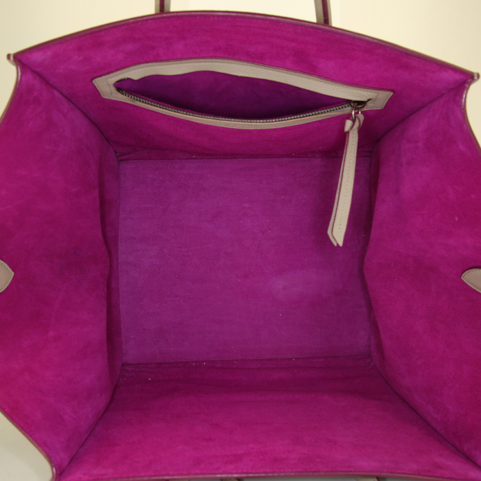 Bolso Cabás Céline Phantom en cuero gris y junco fucsia - Detail D2