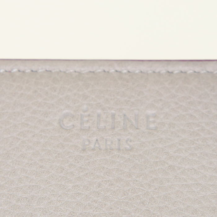 Céline Phantom shopping bag in grey leather and fuchsia piping - Detail D3