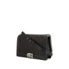 Chanel Boy shoulder bag in black quilted iridescent leather - 00pp thumbnail